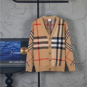 Burberry Tan Checkered Cardigan